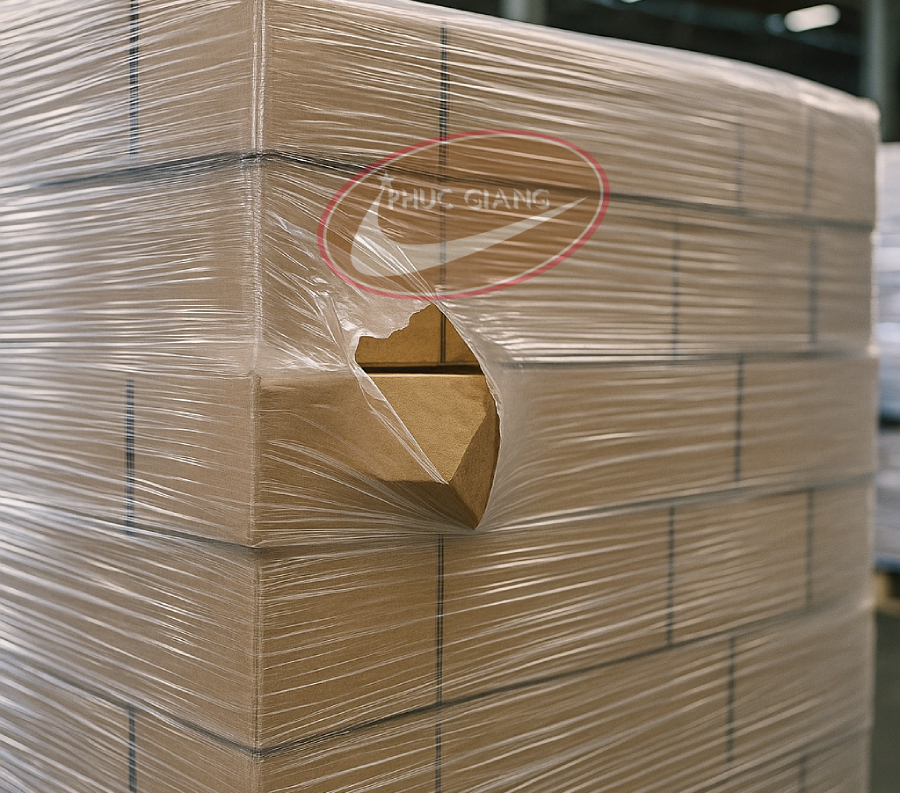 Màng co PE bị thủng do sản phẩm có góc cạnh sắc