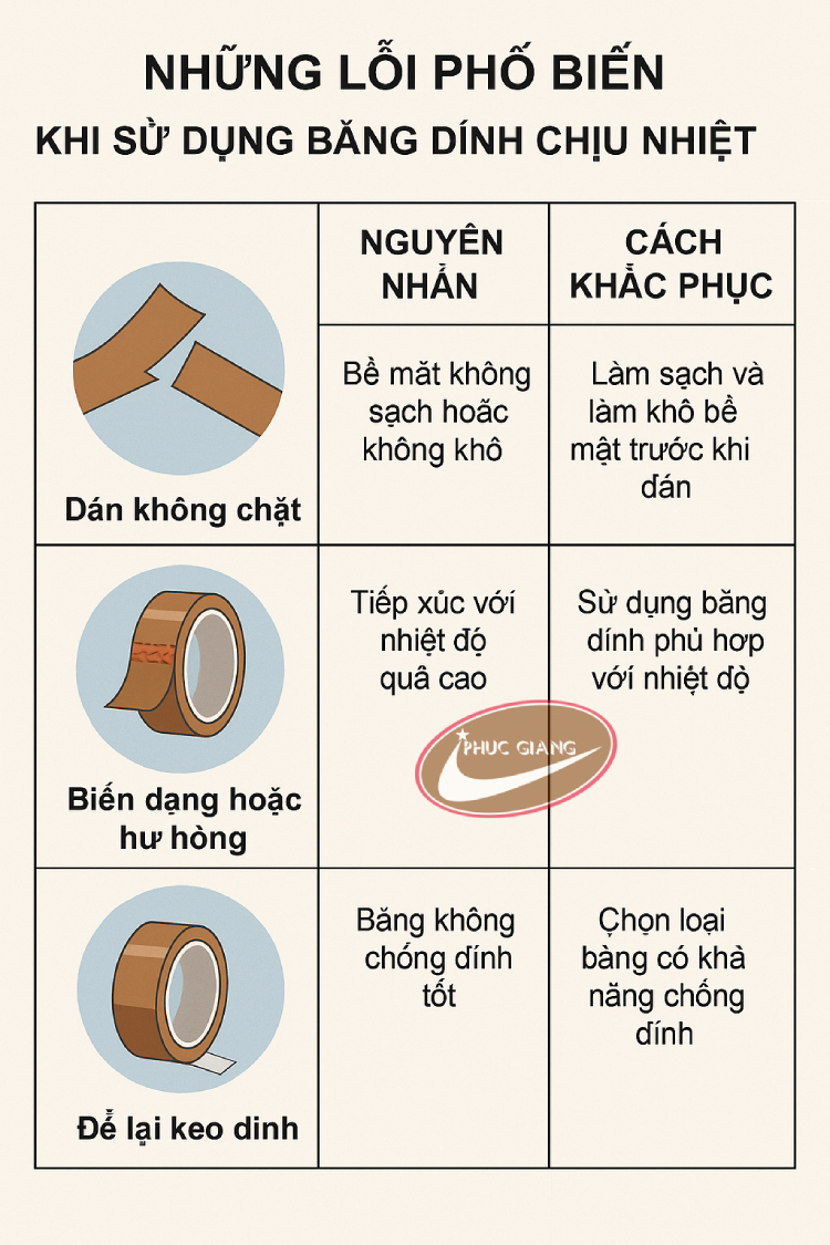 4 lỗi thường gặp khi sử dụng băng dính chịu nhiệt