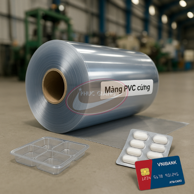Cuộn màng PVC cứng định hình trong nhà máy và các sản phẩm ứng dụng từ màng cứng