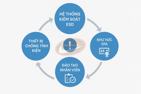Sơ đồ hệ thống kiểm soát tĩnh điện theo tiêu chuẩn ANSI/ESD S20.20.