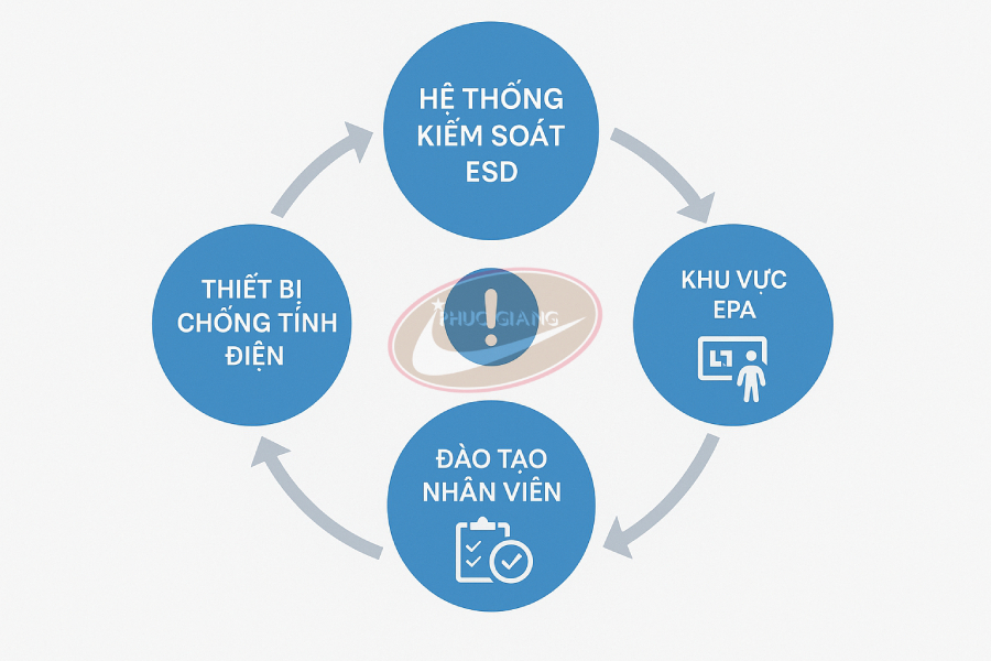 Sơ đồ hệ thống kiểm soát tĩnh điện theo tiêu chuẩn ANSI/ESD S20.20.