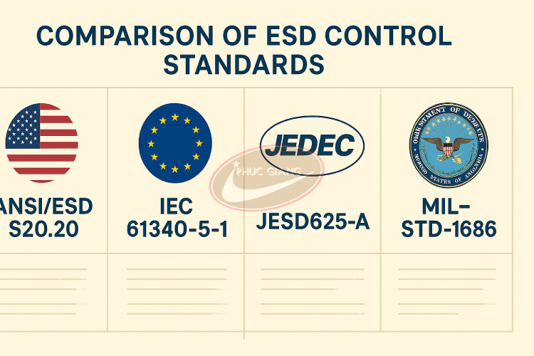 các tiêu chuẩn kiểm soát phóng tĩnh điện ESD.