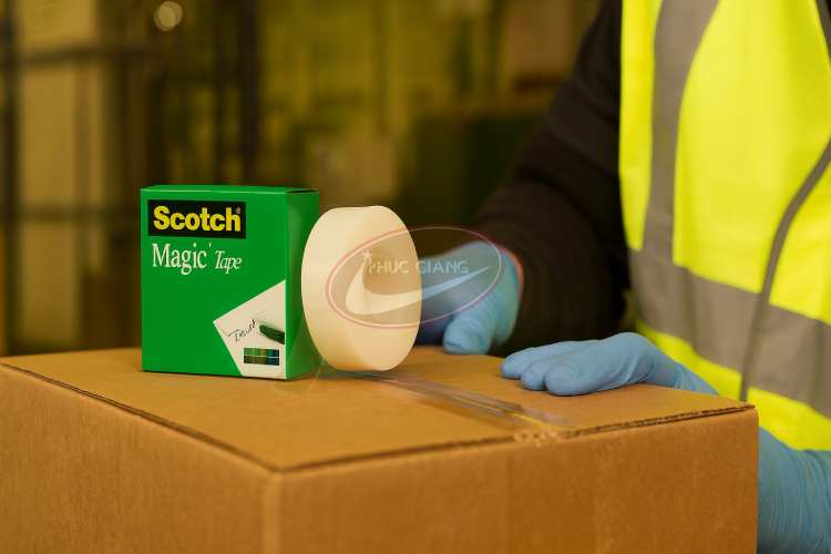 Băng keo Scotch® 3M dùng trong đóng gói hàng hóa công nghiệp.